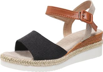 Generic Stylish Womens Flat Sandals with Decorative Bow and Rope Textured Sole Comfortable Lightweight Everyday Casual Footwear Platform Fish Mouth Design (Bl