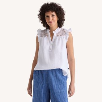Nautica Womens Popover Lace Top