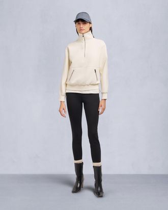 Moose Knuckles Womens Mix Media Quarter Zip Sweater