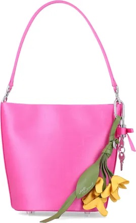Self Portrait Satin Charm Bucket Bag