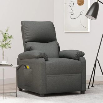 vidaXL Sill&oacute;n De Masaje El&eacute;ctrico Tela Gris Oscuro Vidaxl
