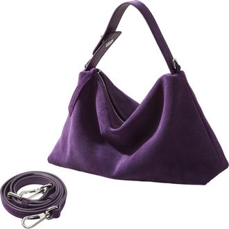 Generic Suede Bags For Women Suede Purse Suede Handbag Suede Shoulder Crossbody Bag Leather Shoulder Bag for Women (Purple, One Size)