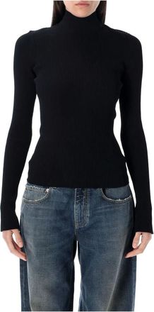 Balenciaga Elegant Kant Turtleneck Top - Dames - Coltruien - Zwart - S - Polyester - Truien & Vesten