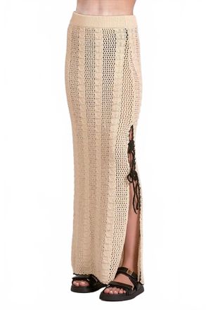 Elan Crochet Lined Skirt In Natural