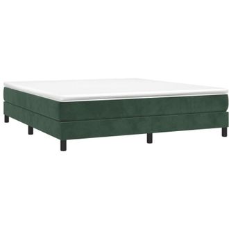 vidaXL Cama Box Spring Con Colch&oacute;n Terciopelo Verde Oscuro 160x200 Cm Vidaxl