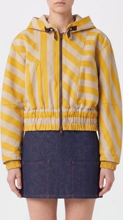 Fendi Bomber con cappuccio in cotone e lino a righe