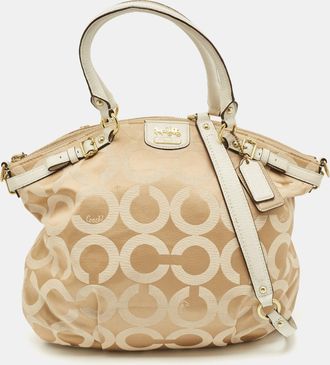 Coach White/beige Signature Canvas Sophia Madison Tote