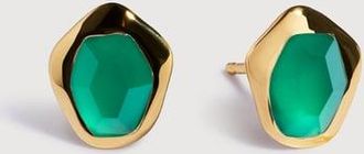 Monica Vinader Gold Odyssey Gemstone Stud Earrings Green Onyx