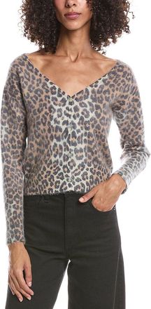 Brodie Belle Brushed Leopard Button Back Cashmere Sweater