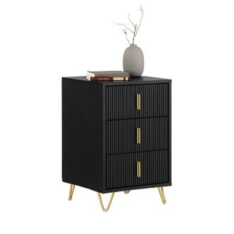 SoBuy Sobuy - Mesita De Noche Mesa Auxiliar Mobiliario De Sal&oacute;n Moderno Con 3 Cajones Negro 40 X 40 X 63 Cm Fbt115-l-sch Es