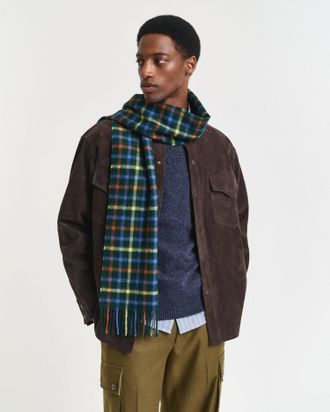 GANT Men Checked Wool Scarf (ONE SIZE) TARTAN GREEN