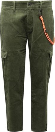 Sun 68 Fluwelen cargobroek militaire stijl - Heren - Slim Fit Jeans - Groen - W34 - Katoen - Jeans