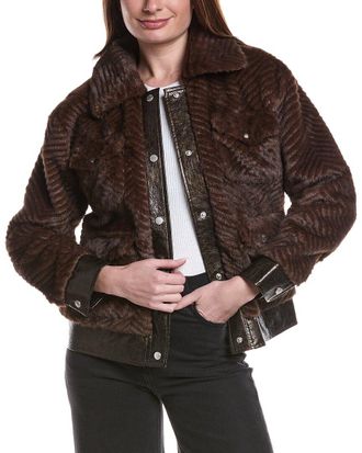 Avec Les Filles Faux Fur Trucker Jacket