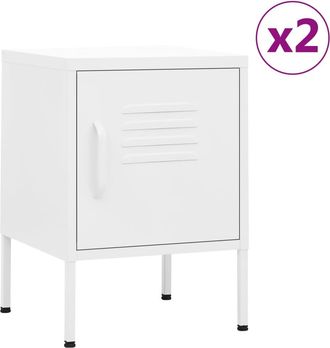 vidaXL Mesitas De Noche 2 Uds Blanco Acero 35x35x51 Cm Vidaxl