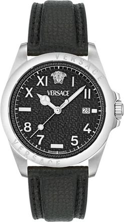 Versace Analoog Polshorloge - Heren - Horloges - Zwart - ONE Size - Leer - Accessoires
