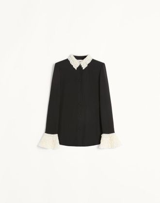 Valentino Camicia In Georgette Donna NERO/AVORIO 36