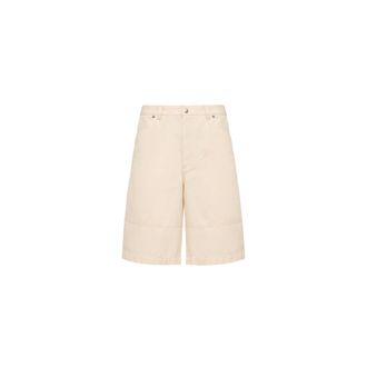 Moncler Moncler Linen & Cotton Gabardine Cargo Shorts, Men, White, Size: 48