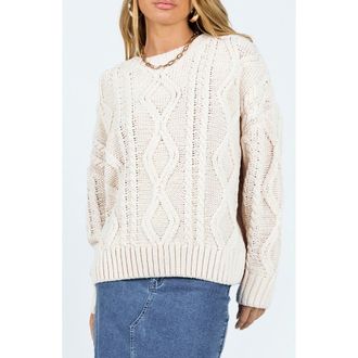 Princess Polly Anaya Oversize Cable Stitch Sweater in Medium Beige at Nordstrom Rack, Size Small/medium