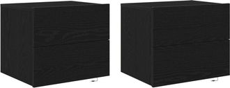 vidaXL Wall-mounted Bedside Cabinet 2 pcs Black oak 50 x 39 x 41 cm Vidaxl