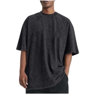 Generic Mens T Shirts Big And Tall Oversized Washed Tops Loose Short Sleeve Summer Tops Basic Graphic Tees Retro Vintage Acid Washed Shirts Work Gym Lounge Ts