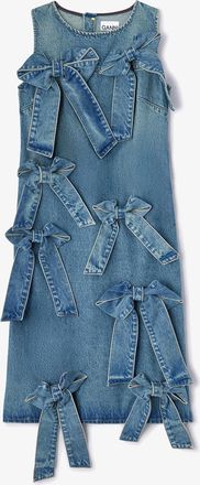 Ganni Blue Light Rigid Denim Dress - Size 34 Organic Cotton