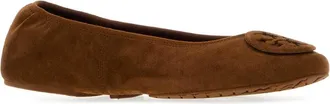 Tory Burch Womens Minnie Ballet Flat Brown Suede