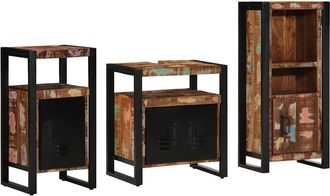 vidaXL Juego De Muebles De Ba&ntilde;o 3 Uds. Multicolor Y Negro Vidaxl