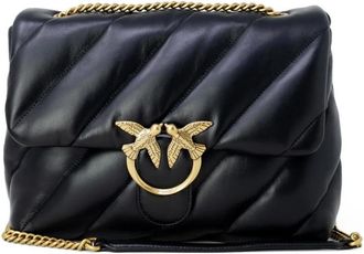 Pinko Love Birds Quilted Shoulder Bag - Dames - Schoudertassen - Zwart - ONE Size - Leer - Tassen