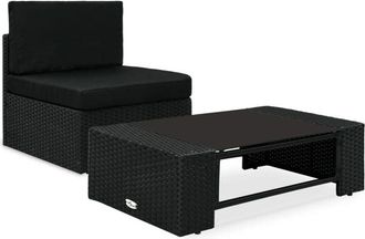 vidaXL Vidaxl - Set Divani da Giardino 2 pz in Polyrattan Nero