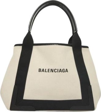 Balenciaga Pre-owned Canvas Tote Bag - Dames - Vintage Shopper - Wit - ONE Size - Vintage