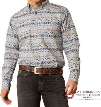 Ariat Mens Fitted Richie Casual Shirt In Grey
