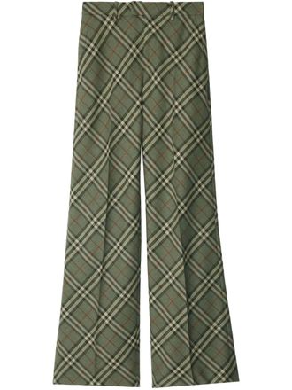 Burberry checked wool tailored trousers - Green