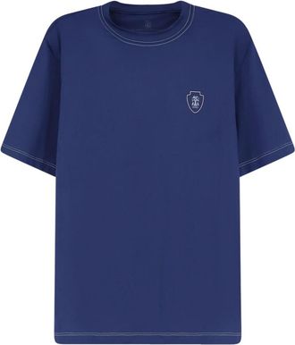 Brunello Cucinelli Tops, Heren, Blauw, S, Nylon, Comfort Nylon Crew-neck T-shirt