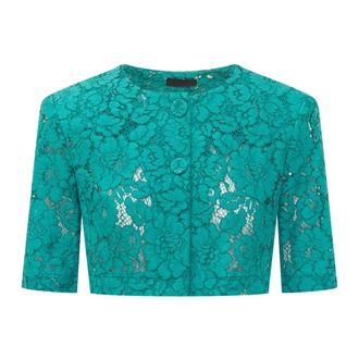 Pinko Lace Spencer Jacket - Dames - Zomerjassen - Groen - L - Katoen - Jassen