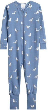 Petit Lem Seagulls Zip Front Footie in Blue at Nordstrom, Size 18M