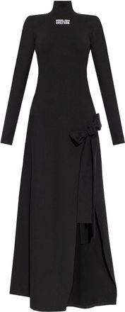 Versace Jeans Couture oversized-bow long-sleeved dress - women - Cotton - 38 - Black