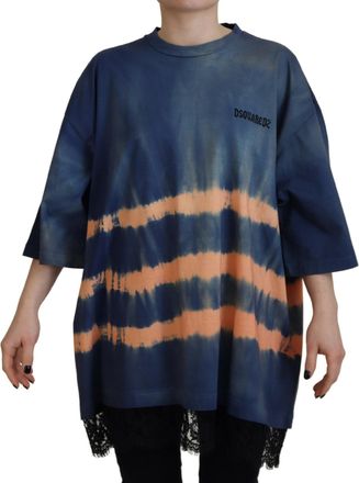 Dsquared2 Dsquared&sup2; Cotton Tie Dye Short Sleeves Lace Womens T-shirt (Pre-Owned)