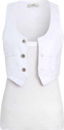 SS7 Womens Cropped Denim Gilet, Sleeveless Fitted Jacket