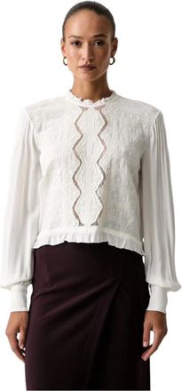 Twinset Cr&ecirc;pe blouse met bloemenborduursel - Dames - Blouses & Shirts - Beige - Maat: S Zijde