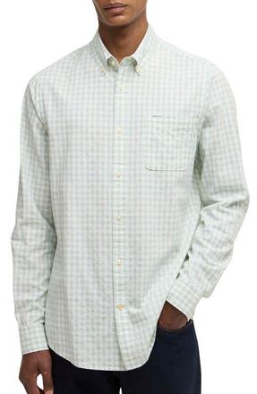 Barbour Kanehill Tailored Fit Gingham Button-Down Shirt in Sea Green at Nordstrom, Size Xx-Large