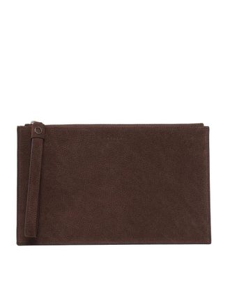 Orciani Rectangular Brown Calf Leather Wallet With Minimalist Design