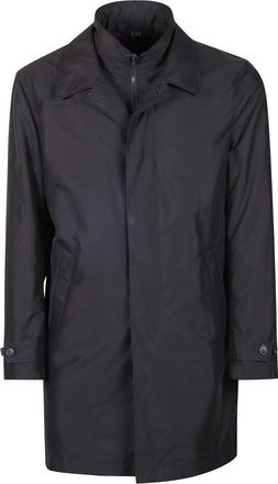 Fay Minimalist Black Coat With Concealed Zipper
