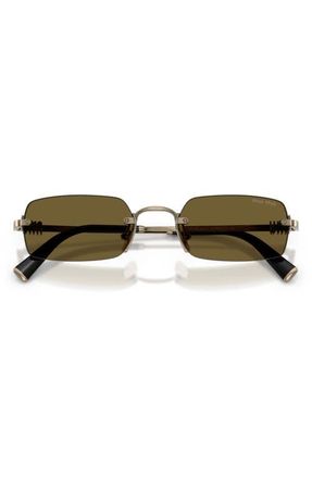 Miu Miu 52mm Rectangular Sunglasses in Old Gold /Dark Brown at Nordstrom
