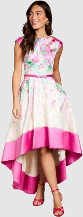 Coast Floral High-Low Boat Neck Midi Dress in Ivory at Nordstrom, Size 10