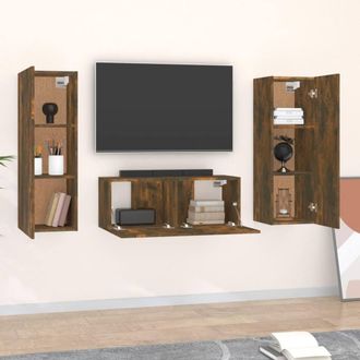 Berkfield Home Classic 3 Piece TV Cabinet Set Smoked Oak Engineered Wood in Brown