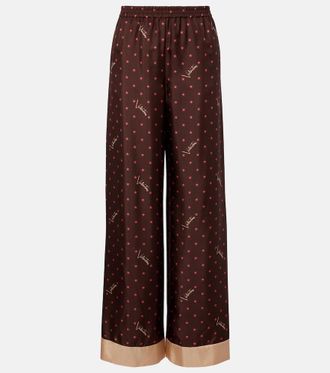 Valentino Printed silk twill palazzo pants