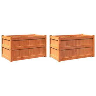 vidaXL Vidaxl - Jardineras De Exterior 2 Uds Madera Maciza De Pino Marr&oacute;n Cera