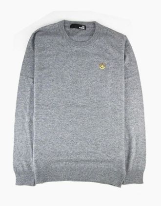 Love Moschino Mens Love Moschino Gold Peace Logo Knit Sweater Grey SA30 - Size: 40