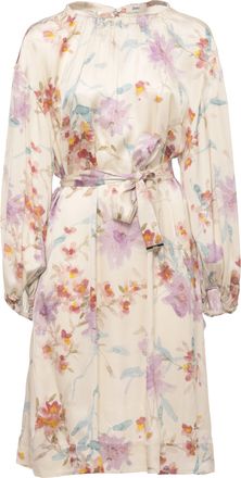 Herno Ivory Floral Pattern Dress with Rear Laces and Matching Belt
