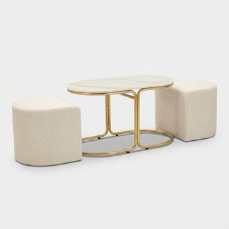 Les Tendances Mesa De Centro Moderna Con 2 Pufs Relax Para Sal&oacute;n